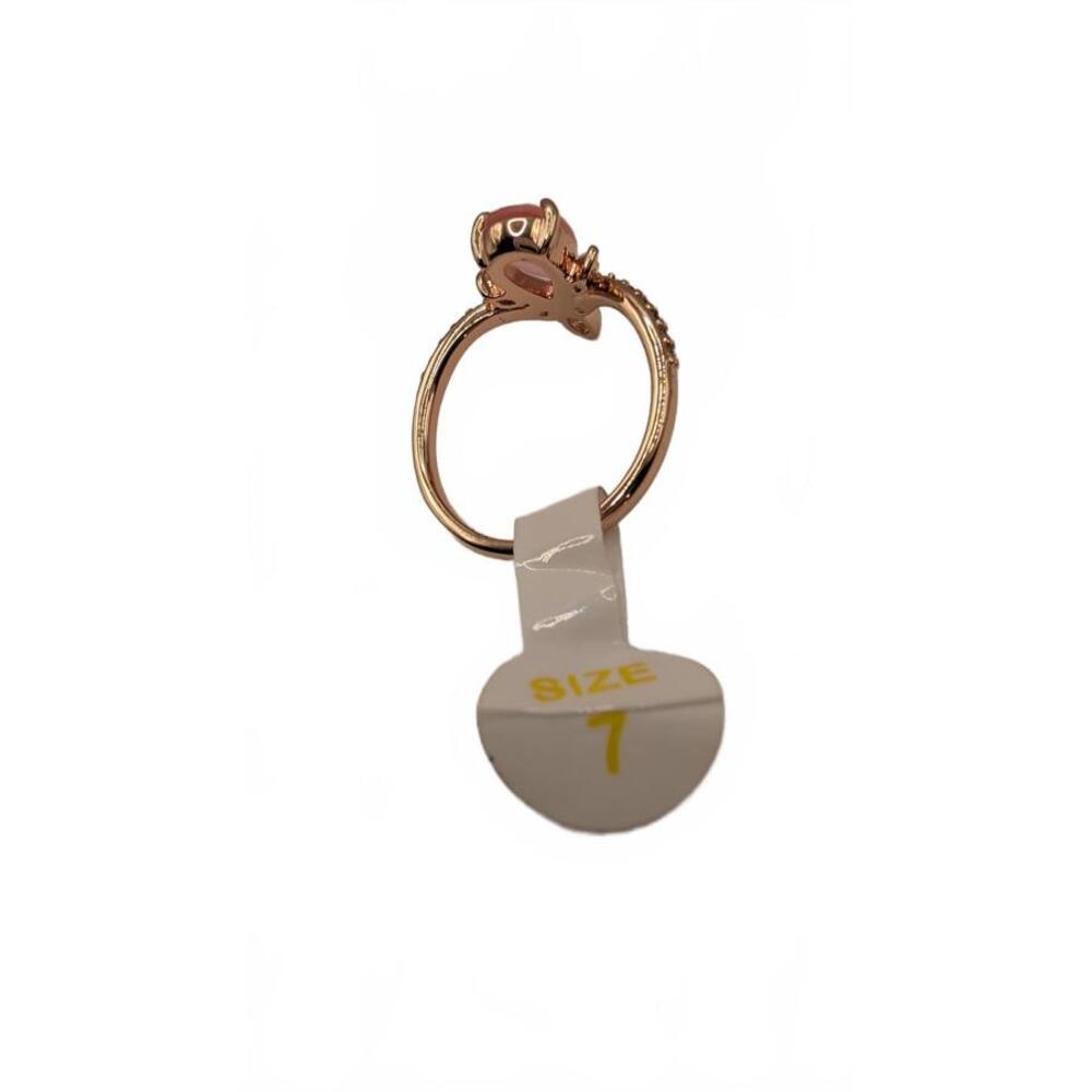 Rose Gold Ring with Pink Gemstone and Clear Accent Stones Size 7 - Picture 8 of 9